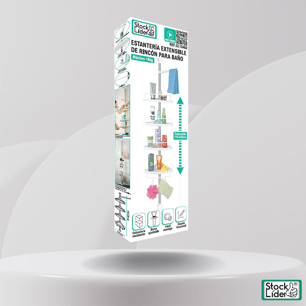 Estantería extensible de rincón para baño