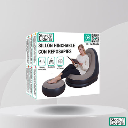 Sillón hinchable con reposapiés